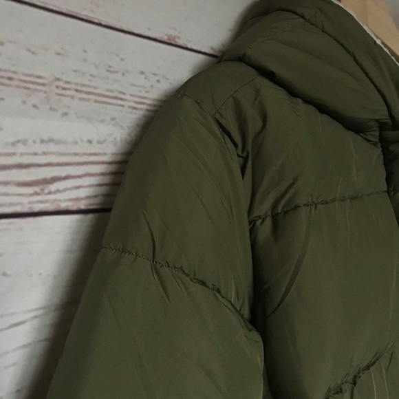 Love Tree Hooded Long Puffy Jacket Olive Green - Picture 9 of 10